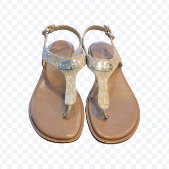 MICHAEL KORS Women's MK Logo Plate Flat Thong Sandals - Picture 1 of 12